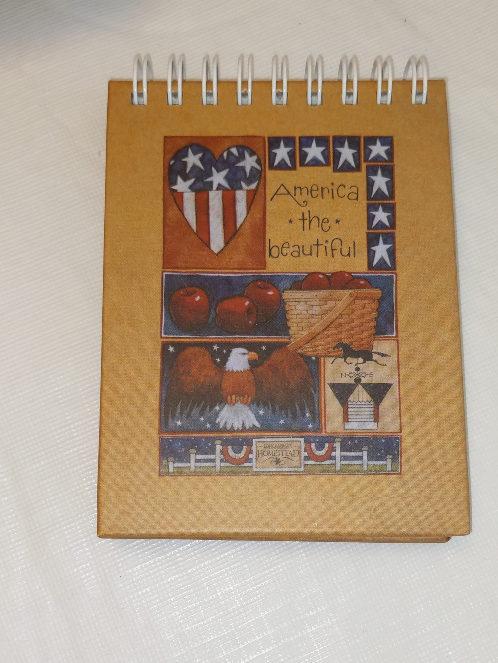 Longaberger Homestead Small Grocery Shopping Note Pad Spiral Apples Americana